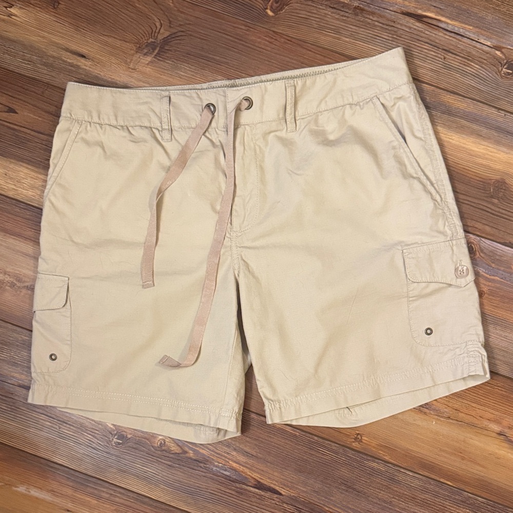 Caribbean Joe Khaki Cargo Shorts Women’s Size 10 Casual Drawstring Waist Pockets